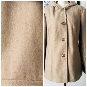 NWOT! CROFT & BARROW SOFT TAUPE WOOL HOODED COAT